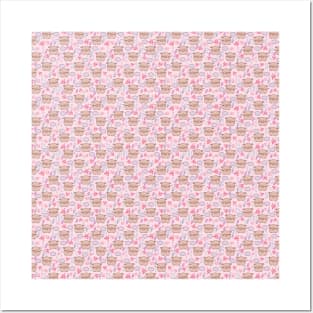 Cartoon Pink Pig Pattern Posters and Art